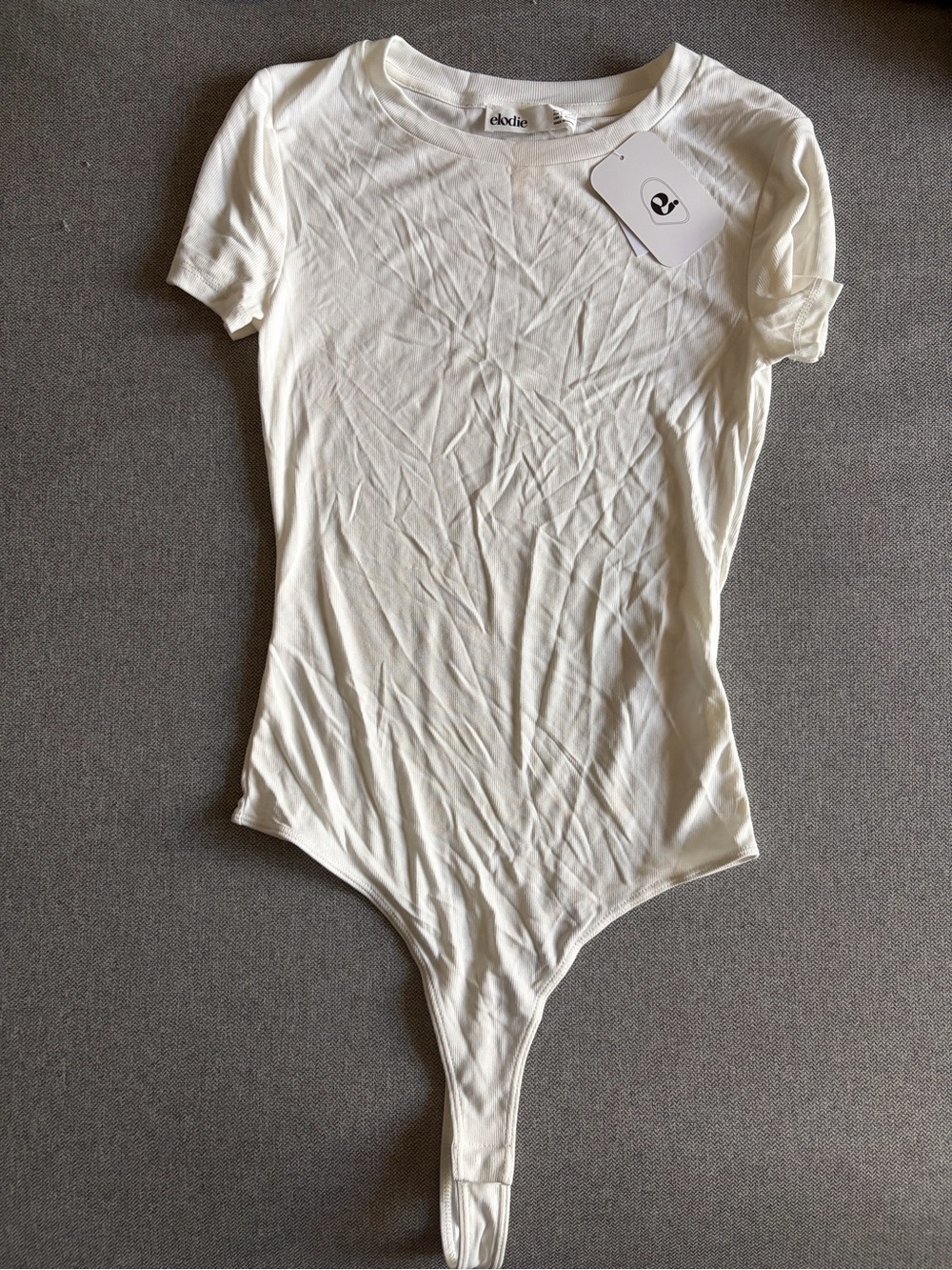 NWT Elodie Cream Short Sleeve Crewneck Bodysuit
